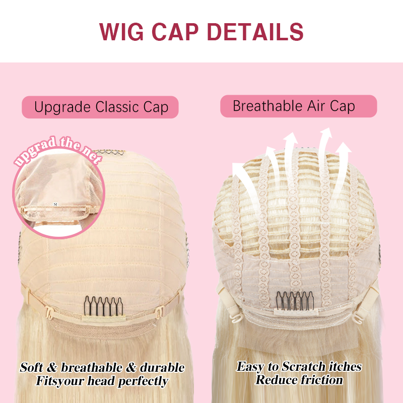 Pre-Cut Lace Glueless Blonde 5×5 Closure Wig Human Hair 250% Density Body Wave / Straight Hair
