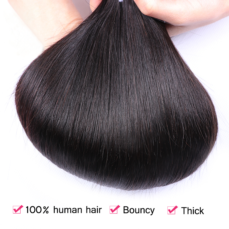 Straight Hair 3 Bundles With 13x6 Lace Frontal Remy Human Hair 4 Bundles With Lace Frontal