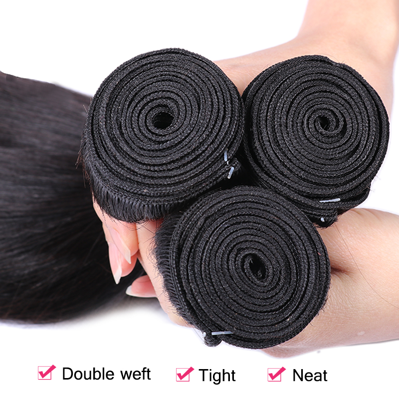 Straight Hair 3 Bundles With 13x6 Lace Frontal Remy Human Hair 4 Bundles With Lace Frontal