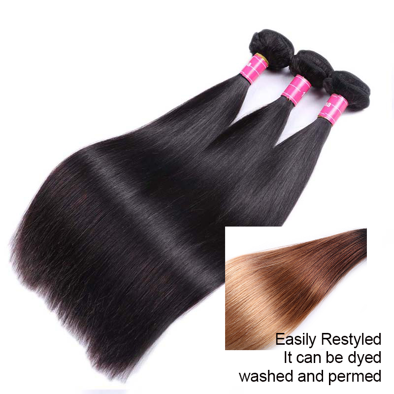 Straight Hair 3 Bundles With 13x6 Lace Frontal Remy Human Hair 4 Bundles With Lace Frontal