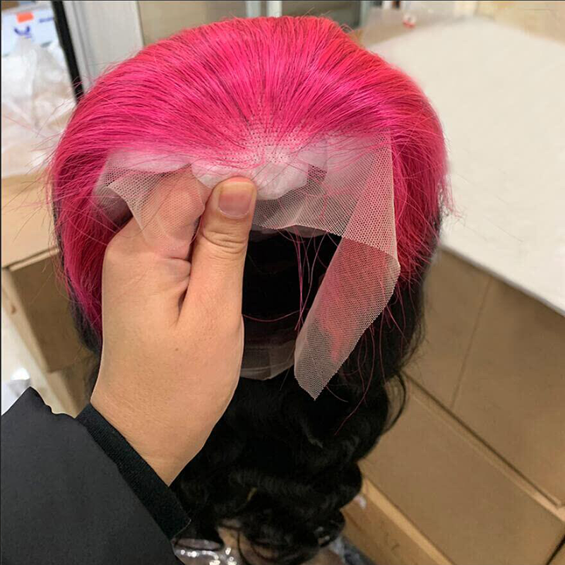 Sterly Pink Roots 13x6 Lace Front Wigs Human Hair Ombre Pink Wigs Human Hair