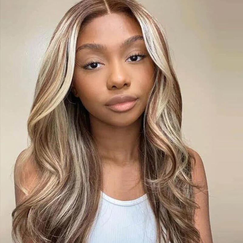 Sterly P4/613 Piano 13×4 Lace Frontal Wig Brown with Blonde Highlights Wig