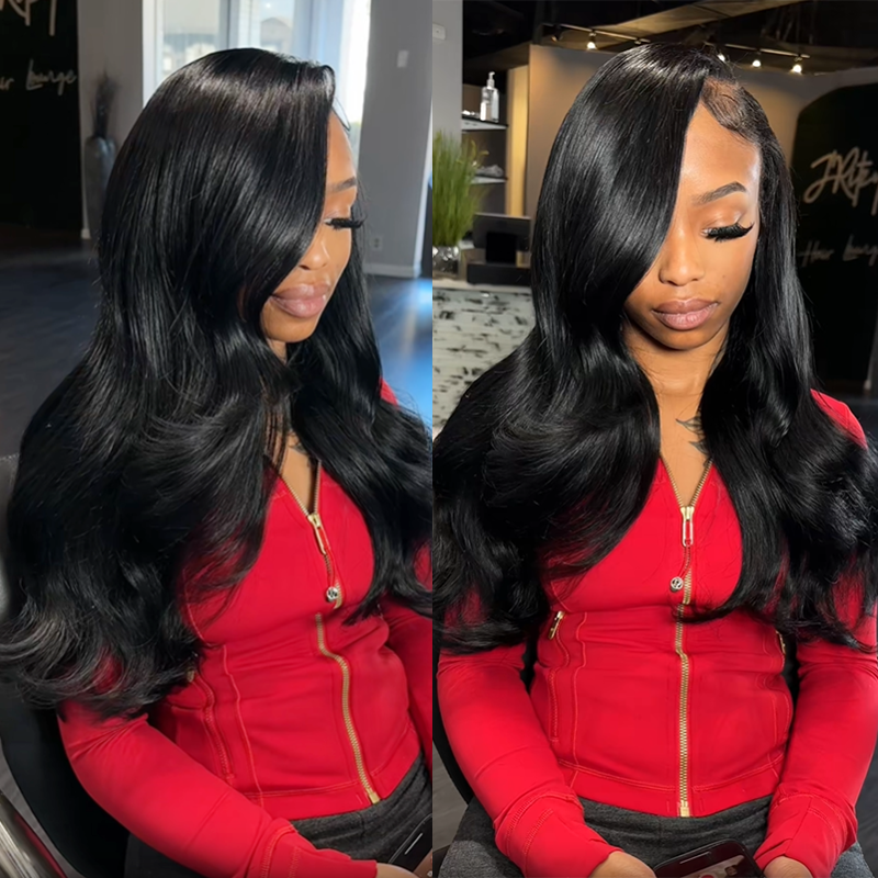 #1 Jet Black Raw Indian Hair Body Wave Bundles Human Hair Extensions 1/ 3 /4 Bundles