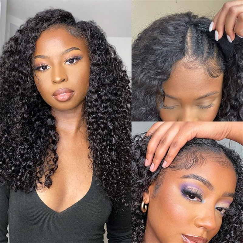New Updated No Leave Out No Lace No Glue Jerry Culry V Part Drawstring Wig