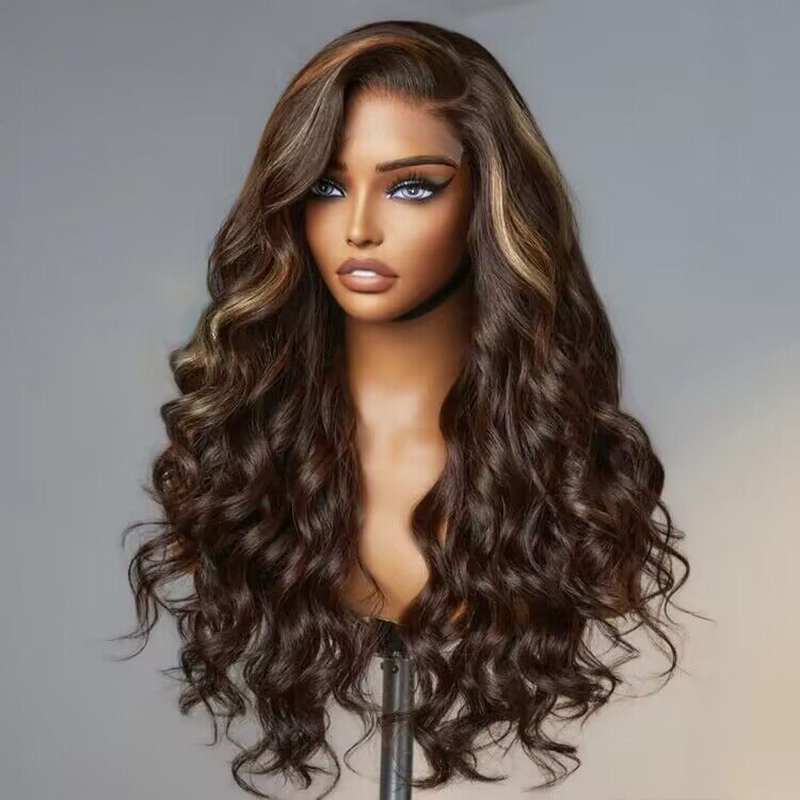 250% Density |Beyon-Inspired | Blonde Brown Highlight Loose Body Wave 5x5 Closure Wig