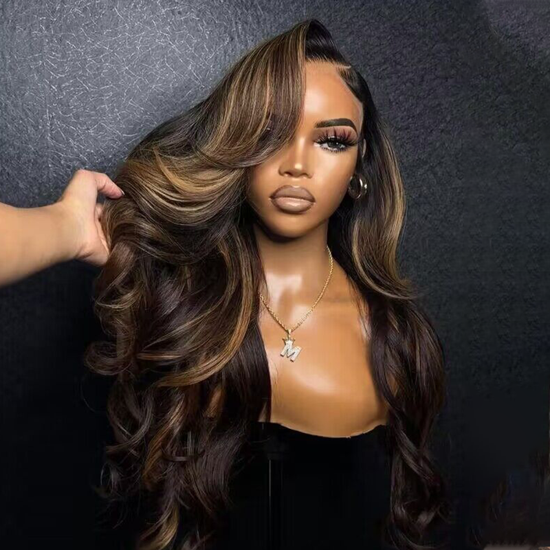 Sterly Loose Body Wave Wig Light Brown and Honey Bronde Balayage
