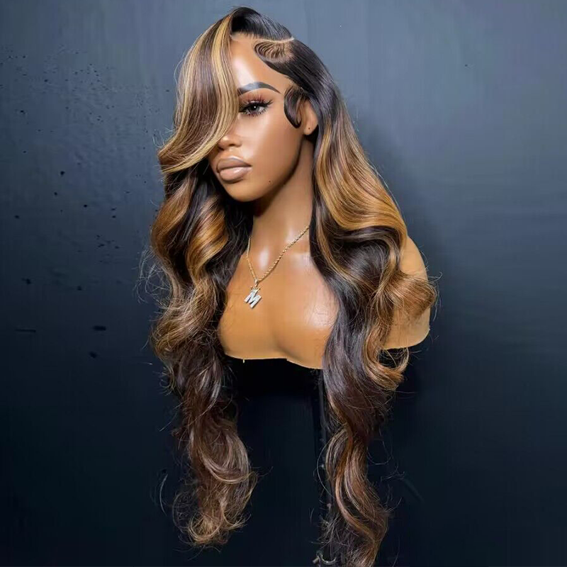 Sterly Loose Body Wave Wig Light Brown and Honey Bronde Balayage