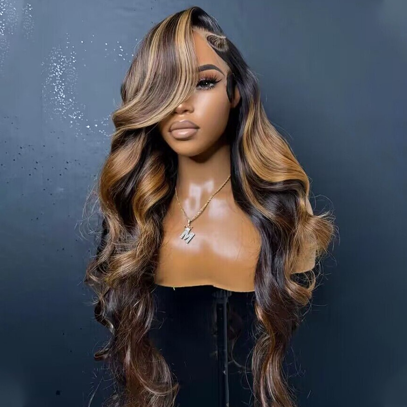 Sterly Loose Body Wave Wig Light Brown and Honey Bronde Balayage