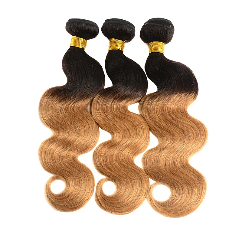Sterly T1B/27 Colored Ombre Straight Hair / Body Wave Bundles Human Hair Weave