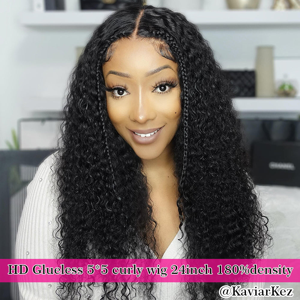Perruques sans colle Sterly Wear And Go, cheveux humains bouclés ondulés 5×5/13×6, dentelle transparente