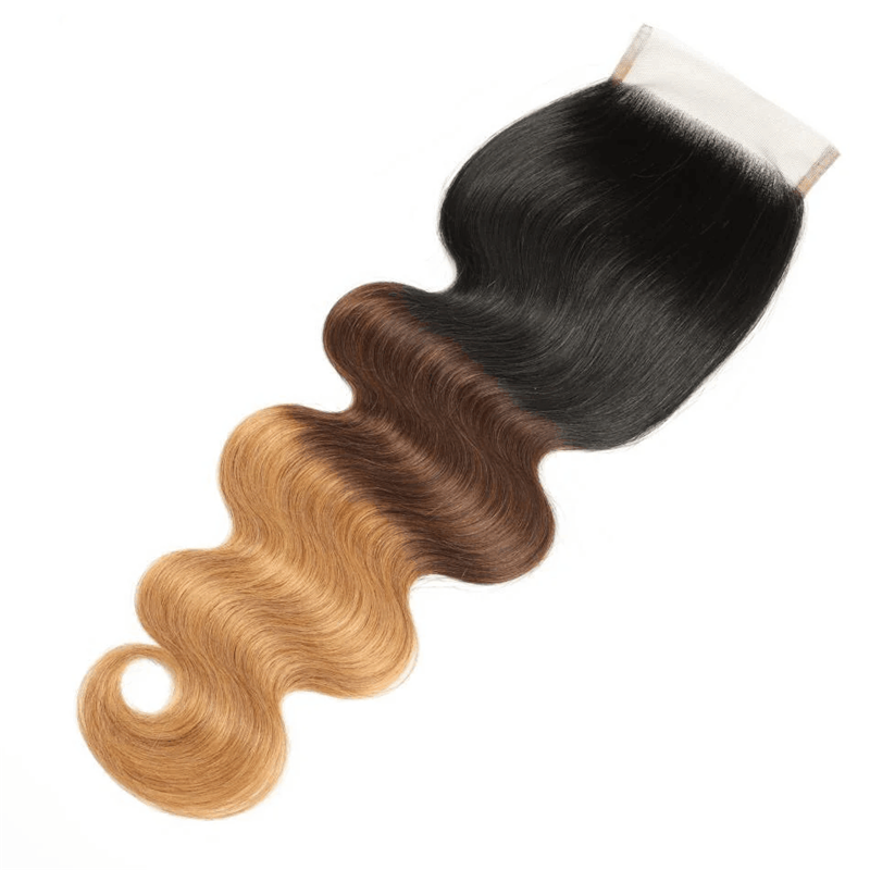 Sterly Colored Body Wave Bundles With 5×5 Lace Closure T1B/T4/27 Ombre Human Bundles With 13x6 Lace Frontal