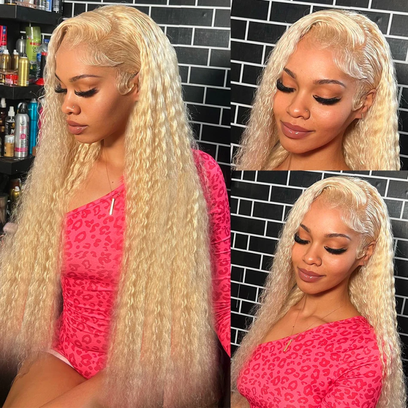 Sterly Hair 613 Blonde Transparent Lace 5×5/13x6 Glueless Deep Wave Lace Front Wigs