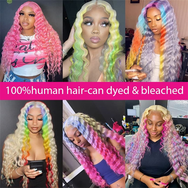 Sterly Hair 613 Blonde Transparent Lace 5×5/13x6 Glueless Deep Wave Lace Front Wigs