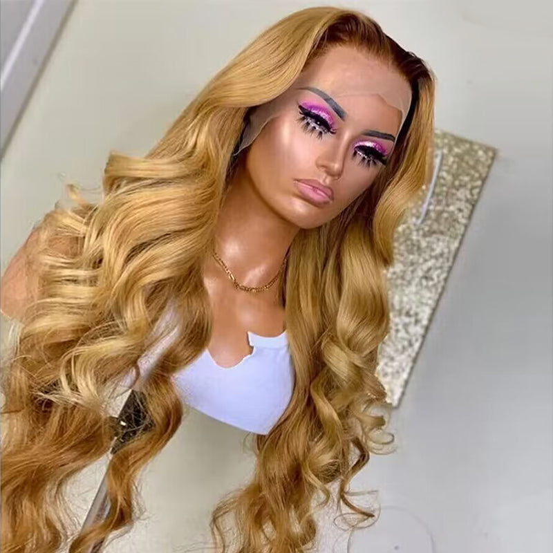 Sterly Ombre T4/27 Lace Wigs Affordable Body Wave / Straight Human Hair Wigs