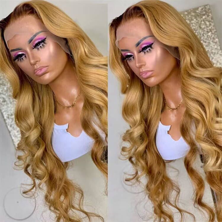 Sterly Ombre T4/27 Lace Wigs Affordable Body Wave / Straight Human Hair Wigs