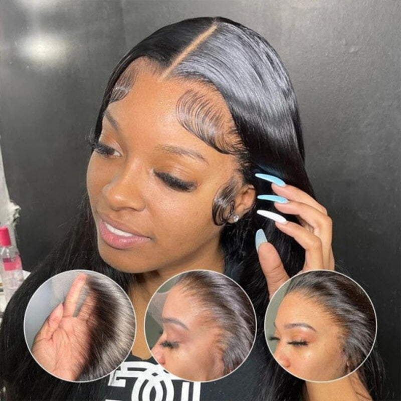 Super Double Drawn Bone Straight 13×6 Frontal Lace Wig Natural Raw Cuticle Aligned 250% Density