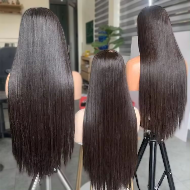 Super Double Drawn Bone Straight 13×6 Frontal Lace Wig Natural Raw Cuticle Aligned 250% Density
