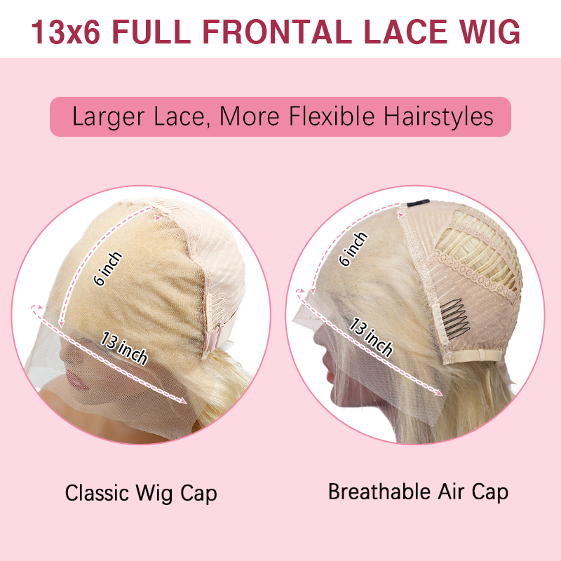 #613 Blonde 13x6 Full Frontal Lace Body Wave Human Hair Wigs 250% Density Breathable Wig Sterly Hair