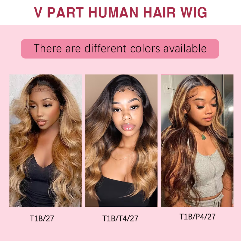 250% Density Glueless V Part Body Wave Wigs Beginner Friendly Thin Part Drawstring Wig