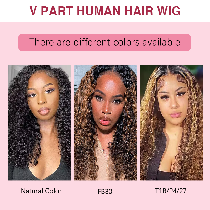 New Updated No Leave Out No Lace No Glue Jerry Culry V Part Drawstring Wig