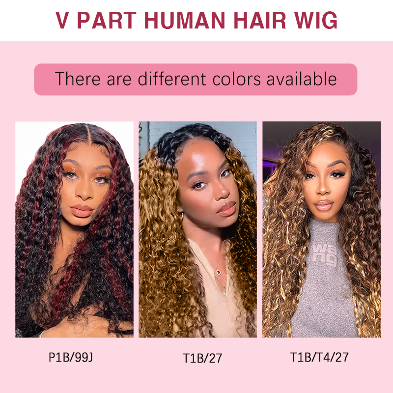 New Updated No Leave Out No Lace No Glue Jerry Culry V Part Drawstring Wig