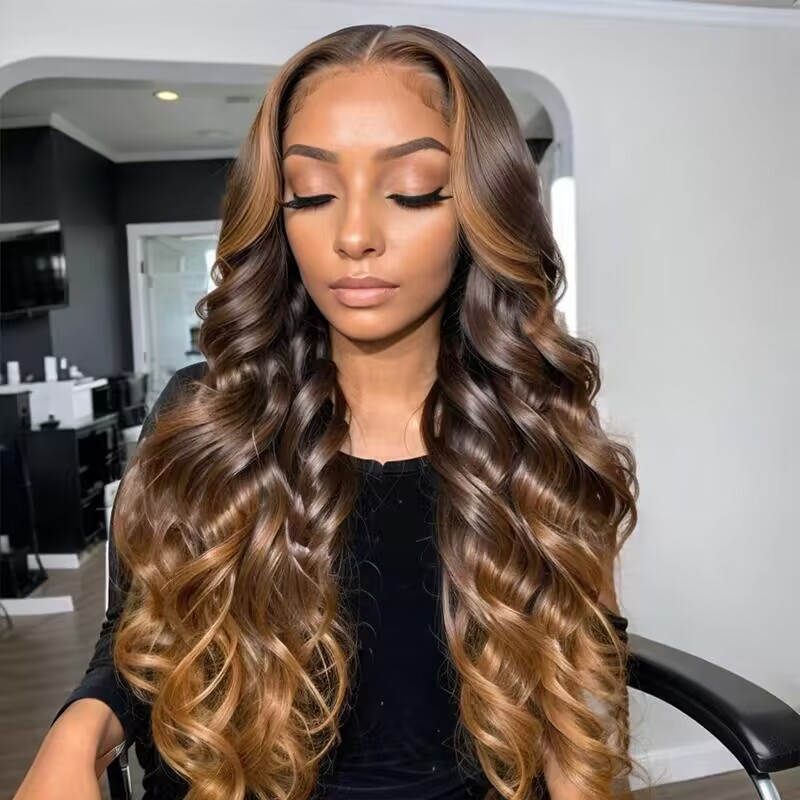New Fabulous Beyon-Celebrity Style Glueless Ombre Color Loose Body Wave Wig