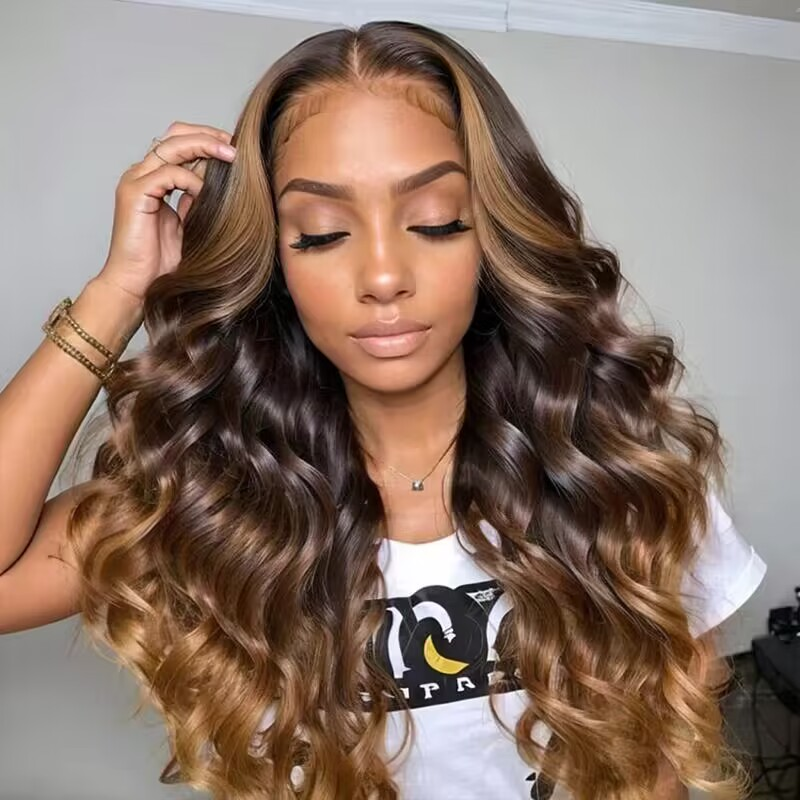 New Fabulous Beyon-Celebrity Style Glueless Ombre Color Loose Body Wave Wig