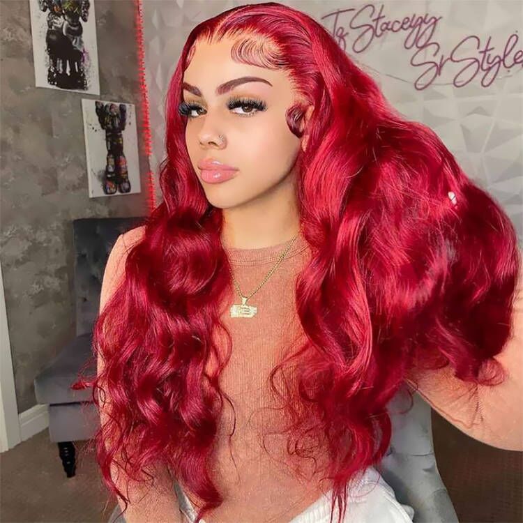 Sterly Red Lace Front Wigs Transparent Lace 13×4 Body Wave Human Hair Wigs For Women