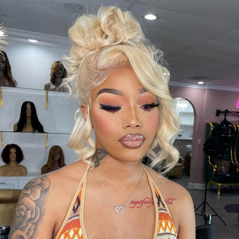 Sterly #613 Blonde Full Lace Human Hair Wigs HD Transparent Straight/Body Wave Lace Frontal Wig