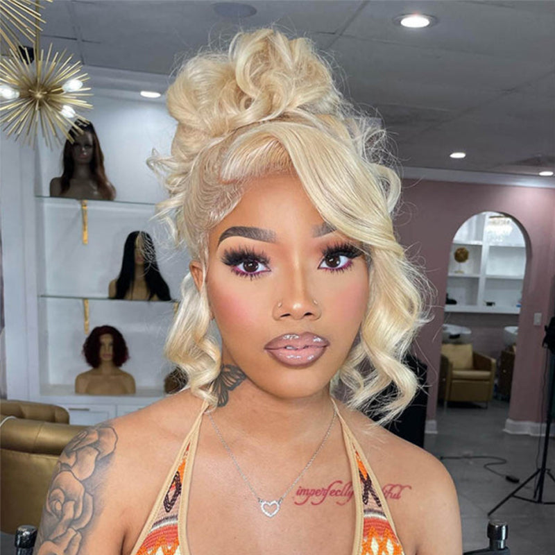 Sterly #613 Blonde Full Lace Human Hair Wigs HD Transparent Straight/Body Wave Lace Frontal Wig