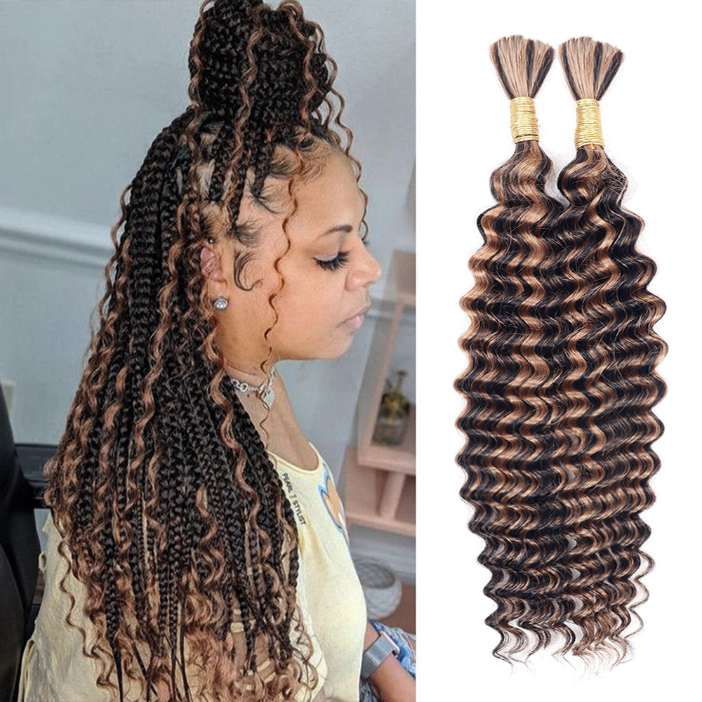 Cheveux humains ondulés profonds Sterly pour tressage sans trame, 100 g (1 paquet, 2 paquets de 50 g)