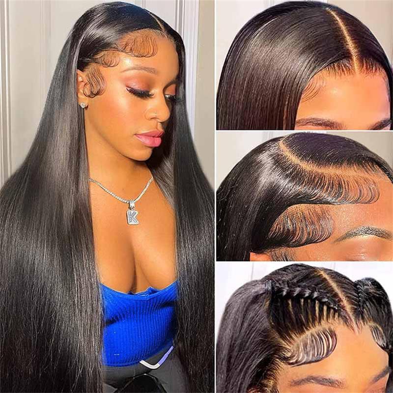 13×6 Straight Hair Frontal Wigs Human Hair 250% Density Sterly Straight Human Hair Wigs For Women