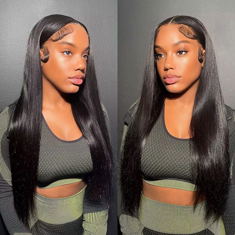 Straight Hair Pre-cut Lace Wear Go Glueless Wig pre-bleached Knots Human Hair Wig(7×5 Lace 26"=$219)