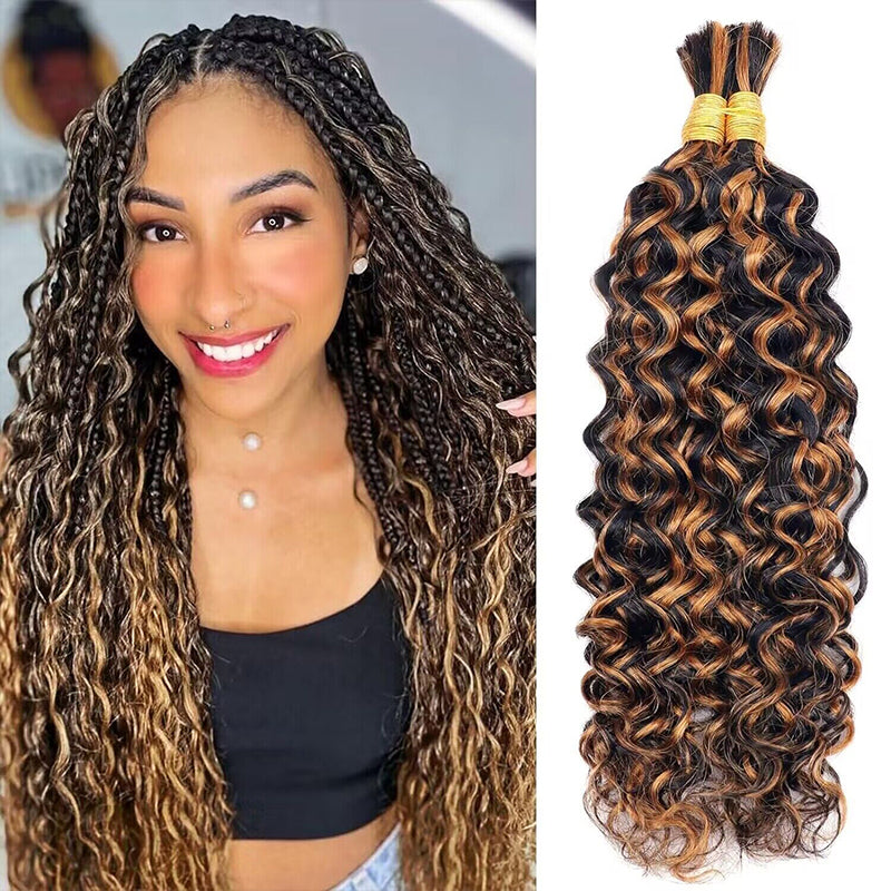 Cheveux humains ondulés en vrac Sterly Water Wave pour tressage sans trame 100 g (1 paquet - 2 paquets de 50 g)