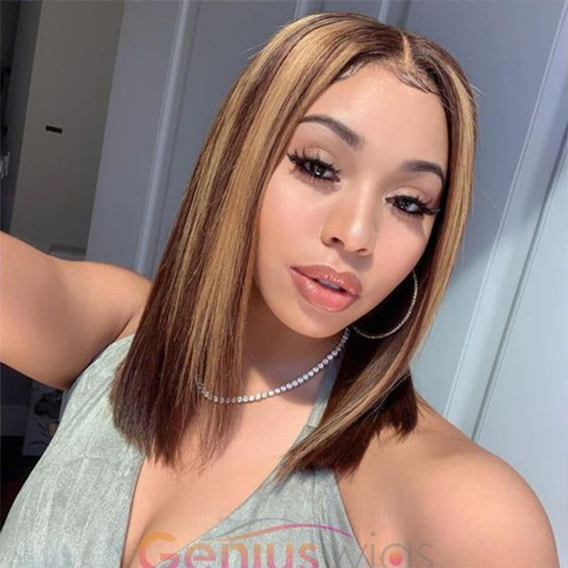 Sterly Highlights Straight Glueless Bob Wig Wear Go 6x4.5/7×5/9×6 Pre Cut HD Lace Wig