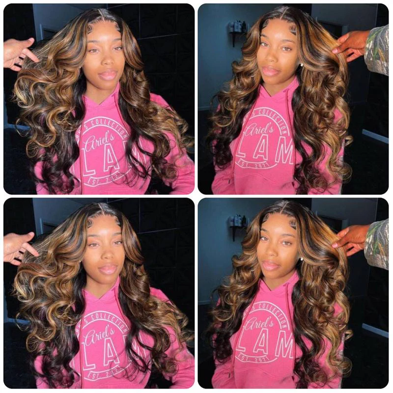 Sterly T1B/P1B/30 Highlight Wig Transparent Lace Body Wave Wigs Colored Human Hair Wig