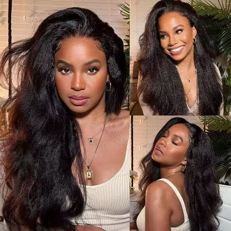 Perruques Lace Frontal HD 360° en cheveux humains Yaki lisses/frisés pour femmes, Sterly Hair