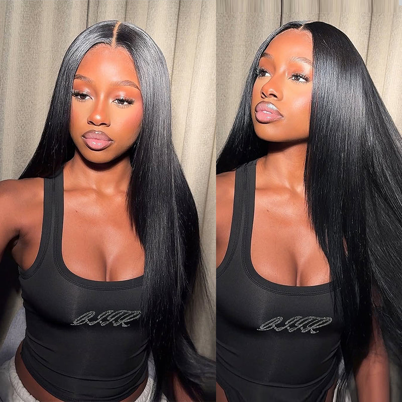 Sterly 3-In-1 Straight Half Wig Glueless Install with Drawstring Flip Over Wig Beginner Friendly