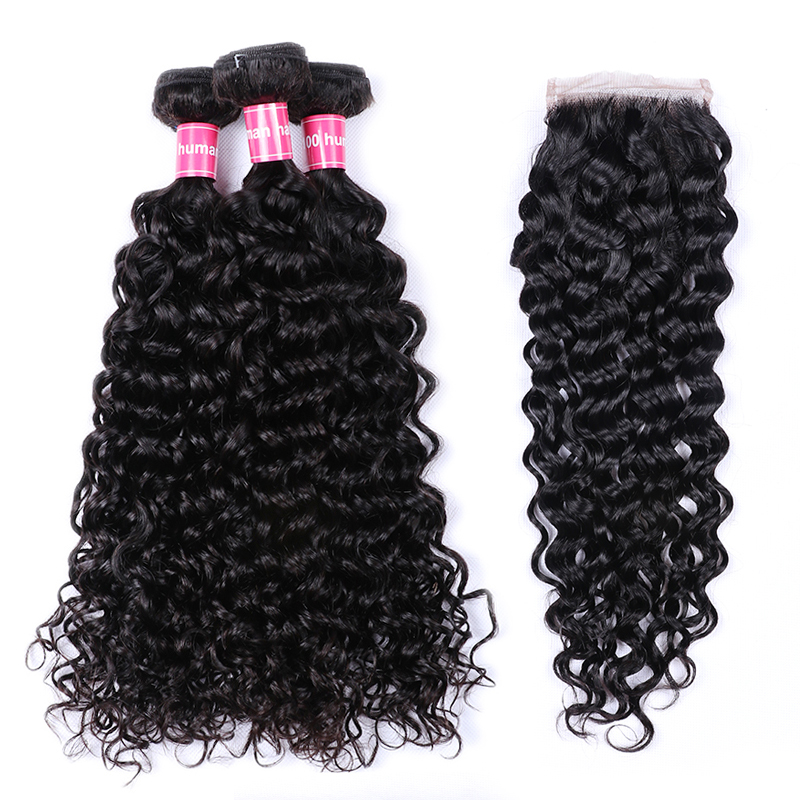 Sterly Water Wave Bundles With 5x5 Lace Closure Human Hair 3/4 PCS Bundles With Closure