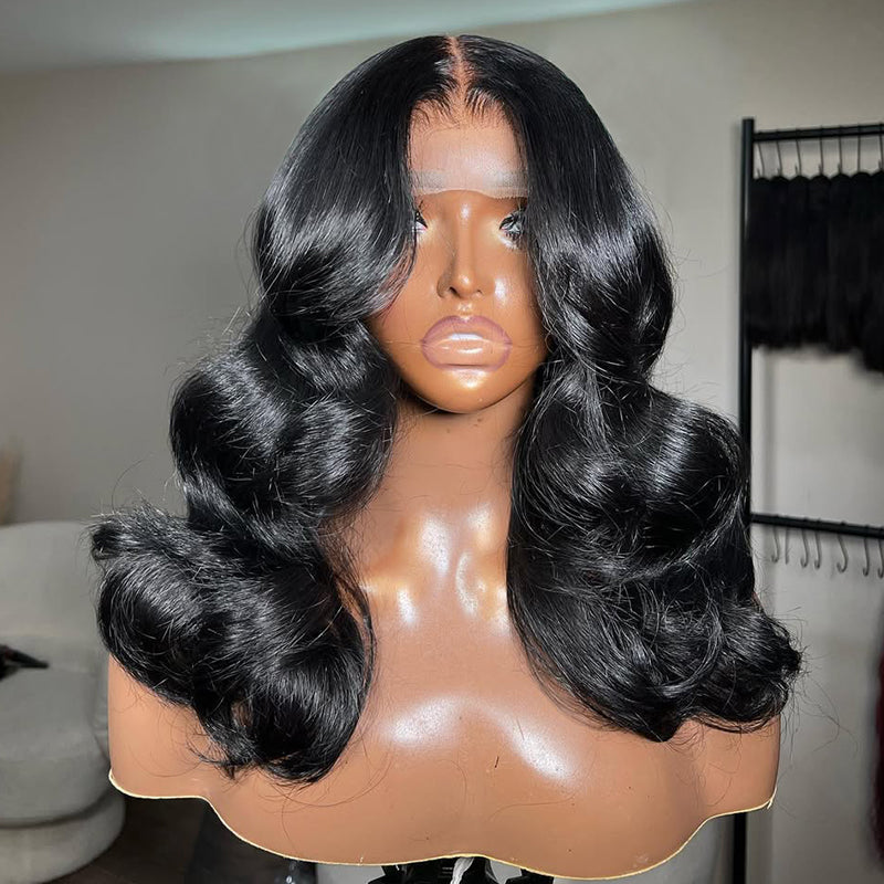 #1 Layered Cut Glueless 7×6 Pre-cut Lace Body Wave Human Hair Wigs 220% Density