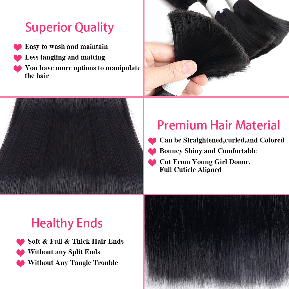 Extensions de cheveux humains micro-tressés, cheveux lisses, sans trame, 100 g/lot