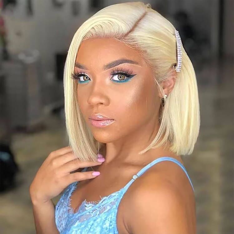 #613 Blonde Straight Bob Wig 13x6 HD Lace Human Hair Wigs
