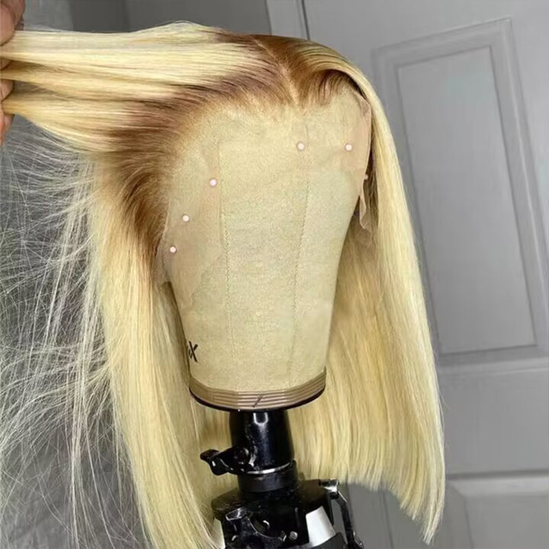 Sterly T4/613 Ombre Colored Bob Wig 13x4 HD Lace Straight Human Hair Wigs