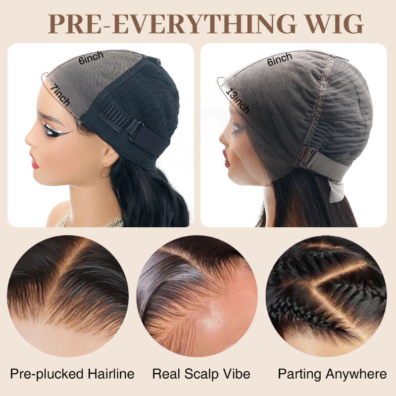 #1 Jet Black Glueless 7×6 Real HD Lace Silky Straight Hair Wig Ready To Go 100% Human Hair