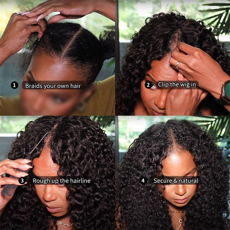 𝐍𝐄𝐖 ✅ Perruque en V sans colle, densité 250 %, cheveux humains, sans perte, ondulée profonde, pour femmes