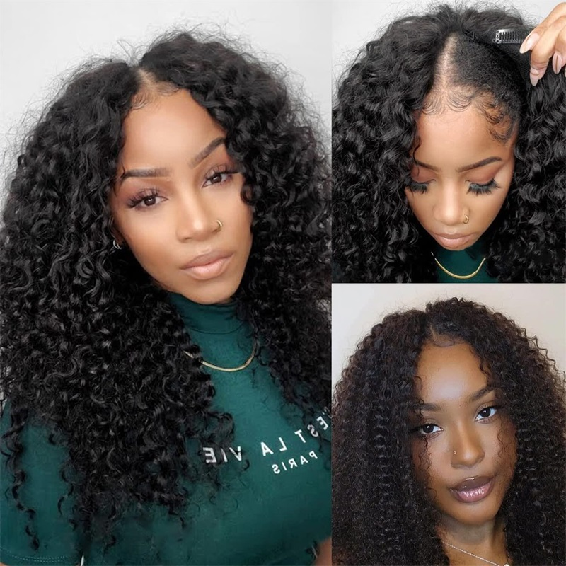 𝐍𝐄𝐖 ✅ Perruque en V sans colle, densité 250 %, cheveux humains, sans perte, ondulée profonde, pour femmes