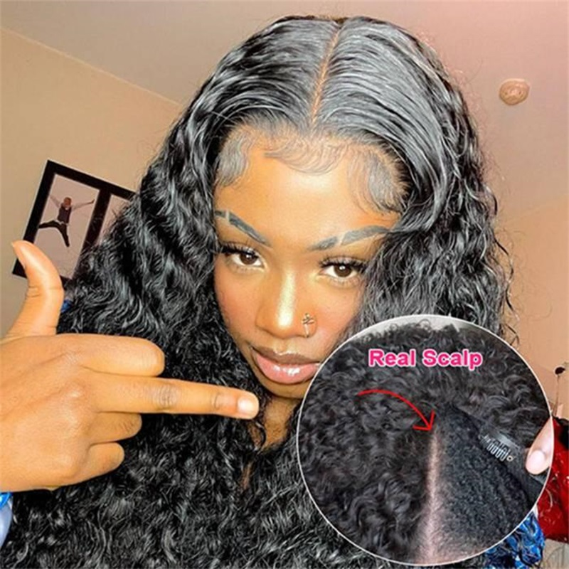 𝐍𝐄𝐖 ✅ Perruque en V sans colle, densité 250 %, cheveux humains, sans perte, ondulée profonde, pour femmes