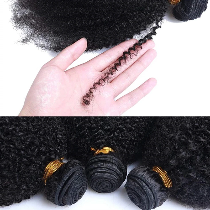 Tissages de cheveux humains indiens crépus bouclés afro 4b/4c, offre groupée
