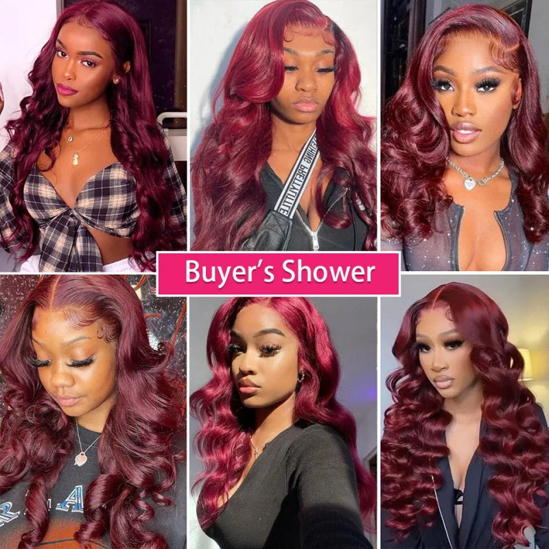 Burgundy 99J  Straight Hair / Body Wave Bundles Human Hair Extenciones for Women
