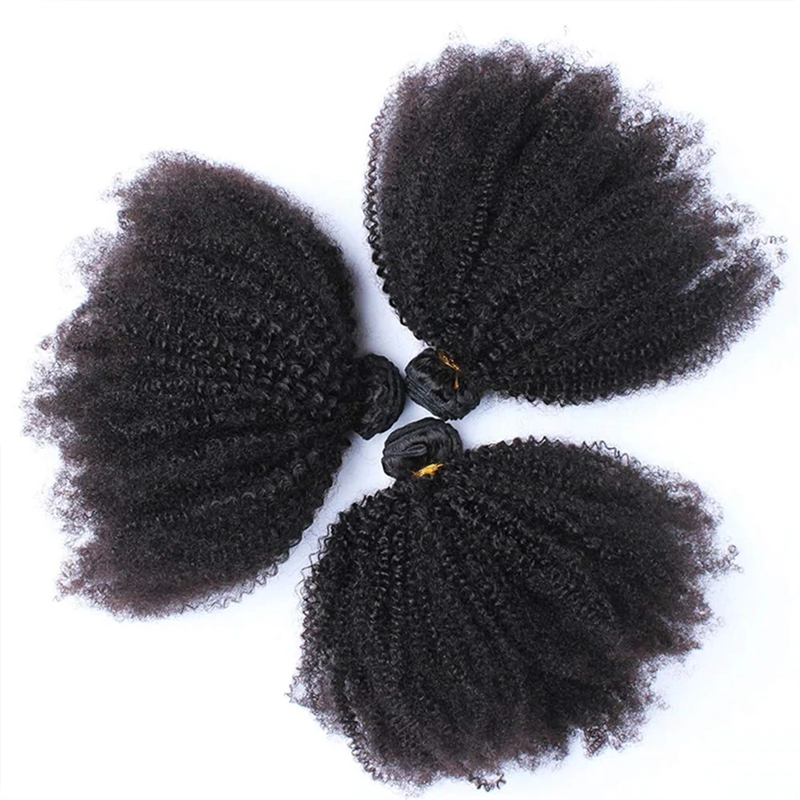 Tissages de cheveux humains indiens crépus bouclés afro 4b/4c, offre groupée